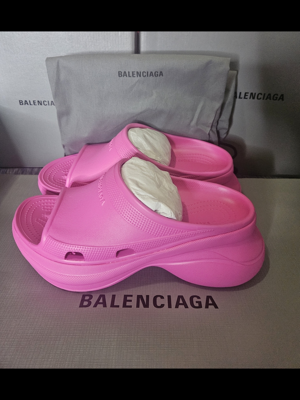 Balenciaga Women's Pool Crocs Slide Sandal In Pink Rubber FR/EUR 40- US 10